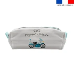 Kit trousse double compartiment motif policier aquarelle + 1 trousse assortie
