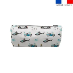 Kit trousse double compartiment motif policier aquarelle + 1 trousse assortie