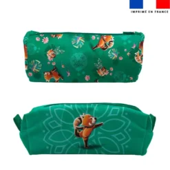 Kit trousse double compartiment motif panda roux danseur + 1 trousse assortie - Création Stillistic