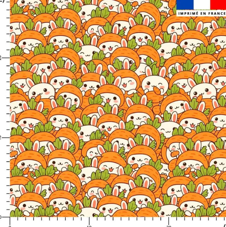 Lapin carotte kawaii - Fond orange