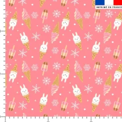 Lapin et ice-cream - Fond rose