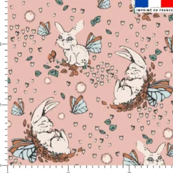 Lapin féérique - Fond saumon - Création Lucie OBATON