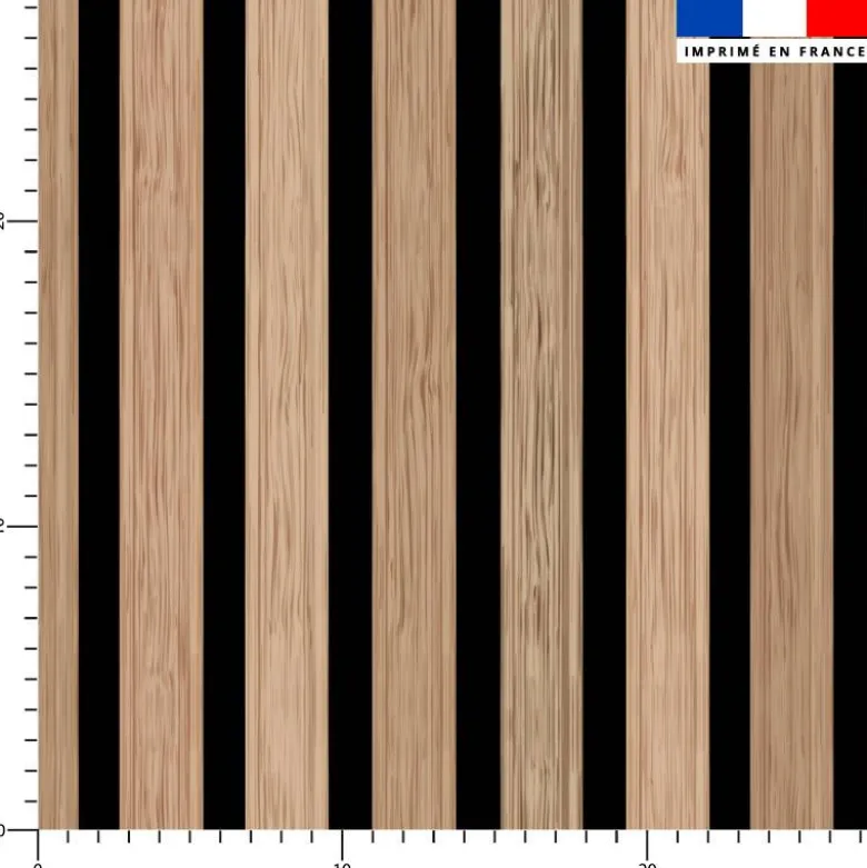 Latte effet bois beige grand espacement - Fond noir