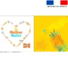 Lot 2 coupons pour coussin carré motif feuilles tropicales jaunes maître