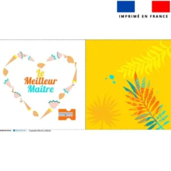 Lot 2 coupons pour coussin carré motif feuilles tropicales jaunes maître