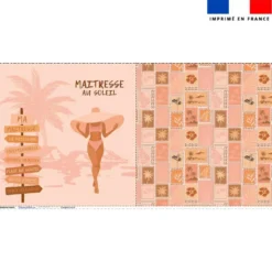 Lot 2 coupons pour coussin carré motif maîtresse au soleil saumon et rose