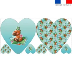 Lot 2 coupons pour coussin coeur motif capybara - Création Stillistic
