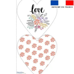 Lot 2 coupons pour coussin coeur motif fleur love