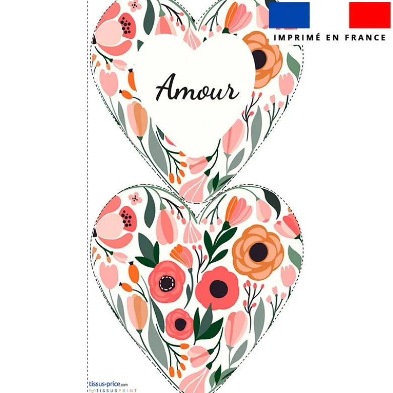 Lot 2 coupons pour coussin coeur motif amour
