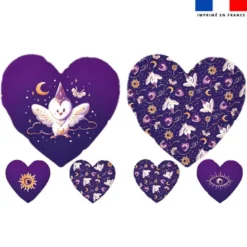 Lot 2 coupons pour coussin coeur motif chouette magicienne - Création Stillistic