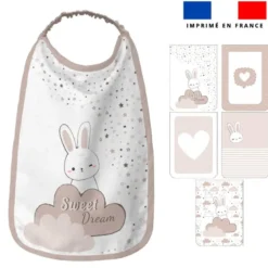 Lot de 5 coupons éponge pour serviettes de table pour enfant motif lapin rêveur