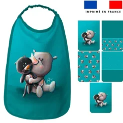 Lot de 5 coupons éponge pour serviettes de table pour enfant motif bébé rhino - Création Stillistic