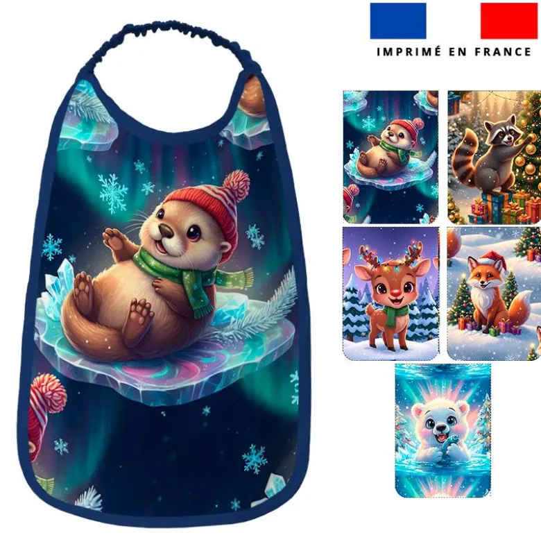 Lot de 5 coupons éponge pour serviettes de table pour enfant motif animaux de noël