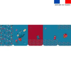 Lot de 5 coupons éponge pour serviettes de table pour enfant motif chaperon et loup - Création Nidilus