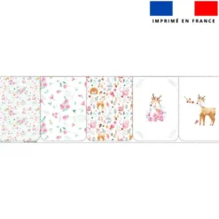 Lot de 5 coupons éponge pour serviettes de table pour enfant motif biche aquarelle