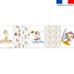 Lot de 5 coupons éponge pour serviettes de table pour enfant motif animaux d'été