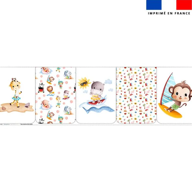 Lot de 5 coupons éponge pour serviettes de table pour enfant motif animaux d'été