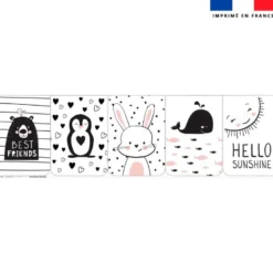 Lot de 5 coupons éponge pour serviettes de table pour enfant motif animaux de la nuit