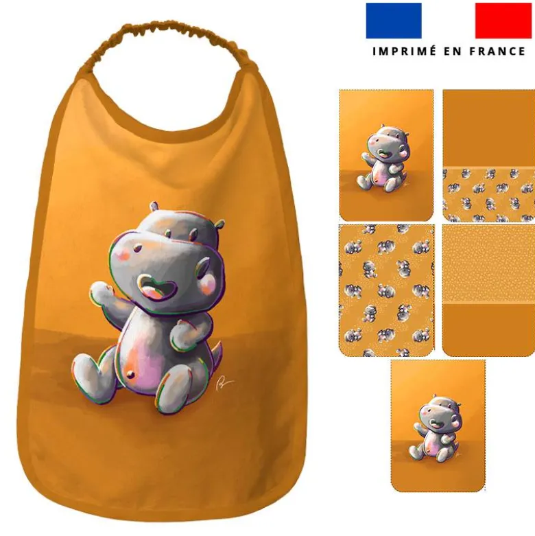 Lot de 5 coupons éponge pour serviettes de table pour enfant motif bébé hippo - Création Stillistic
