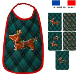 Lot de 5 coupons éponge pour serviettes de table pour enfant motif Teckels de Noël - Création Stillistic