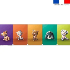 Lot de 5 coupons éponge pour serviettes de table pour enfant motif animaux du monde - Création Stillistic