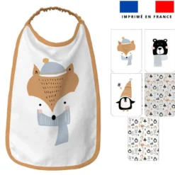 Lot de 5 coupons éponge pour serviettes de table pour enfant motif animaux hiver
