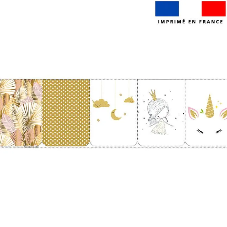 Lot de 5 coupons éponge pour serviettes de table pour enfant motif licorne gold