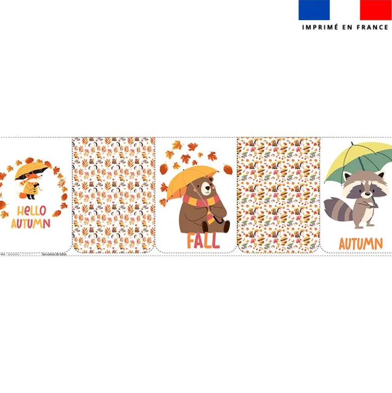 Lot de 5 coupons éponge pour serviettes de table pour enfant motif animaux d'automne