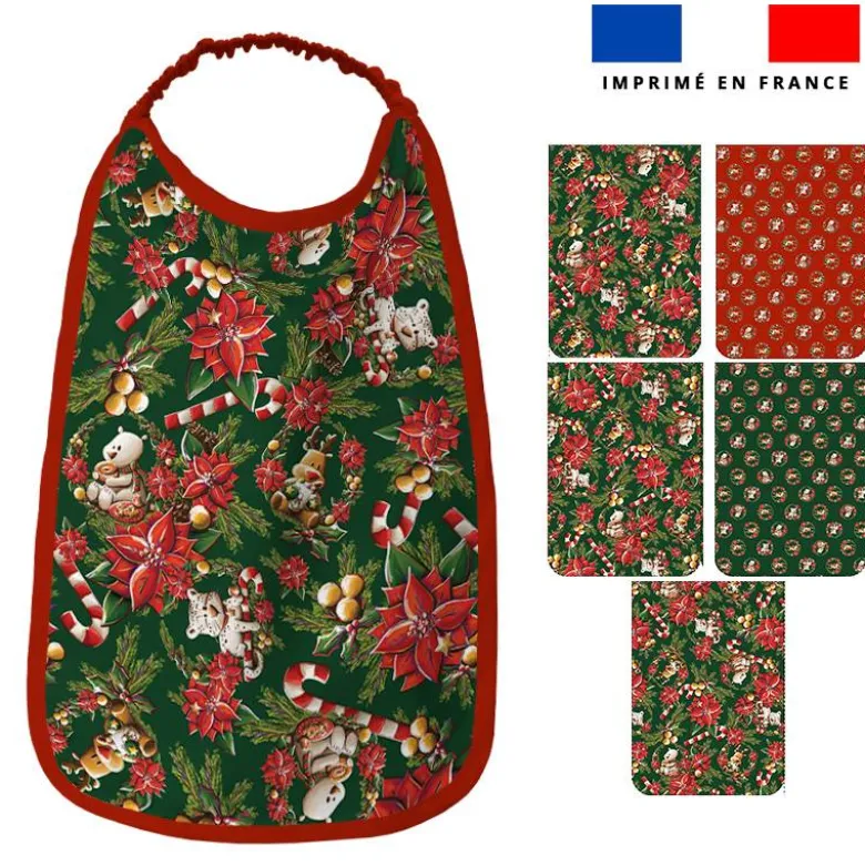 Lot de 5 coupons éponge pour serviettes de table pour enfant motif animaux couronne et fleur de noel - Création Stillistic
