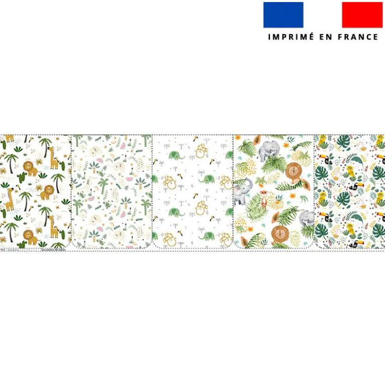 Lot de 5 coupons éponge pour serviettes de table pour enfant motif jungle