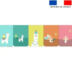 Lot de 5 coupons éponge pour serviettes de table pour enfant motif lama