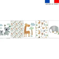 Lot de 5 coupons éponge pour serviettes de table pour enfant motif animaux savane