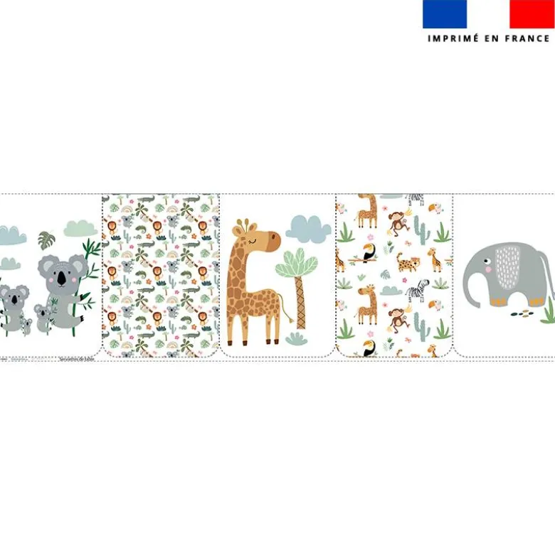 Lot de 5 coupons éponge pour serviettes de table pour enfant motif animaux savane
