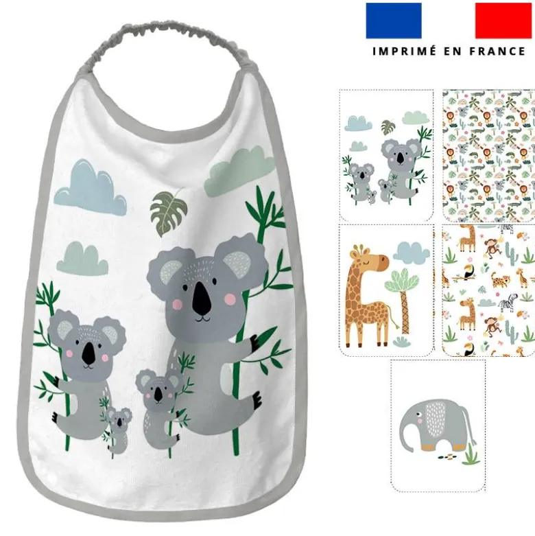 Lot de 5 coupons éponge pour serviettes de table pour enfant motif animaux savane