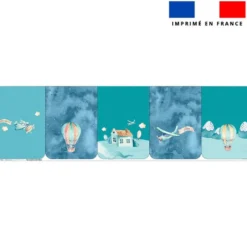 Lot de 5 coupons éponge pour serviettes de table pour enfant motif montgolfière aquarelle