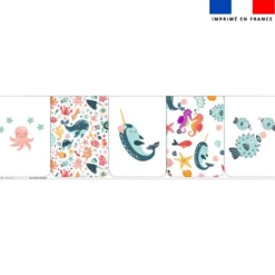 Lot de 5 coupons éponge pour serviettes de table pour enfant motif animaux de l'océan