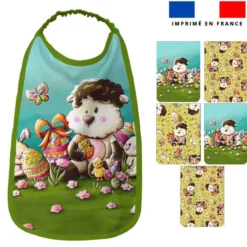 Lot de 5 coupons éponge pour serviettes de table pour enfant motif mouton et oeufs de Pâques - Création Stillistic