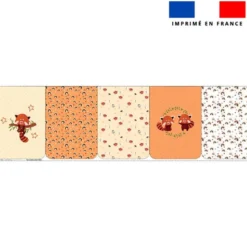 Lot de 5 coupons éponge pour serviettes de table pour enfant motif panda roux