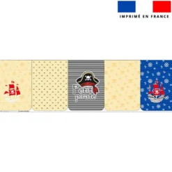 Lot de 5 coupons éponge pour serviettes de table pour enfant motif pirate
