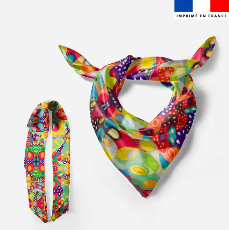 Lot de 2 foulards imprimés abstrait symétrique - Création Lita Blanc