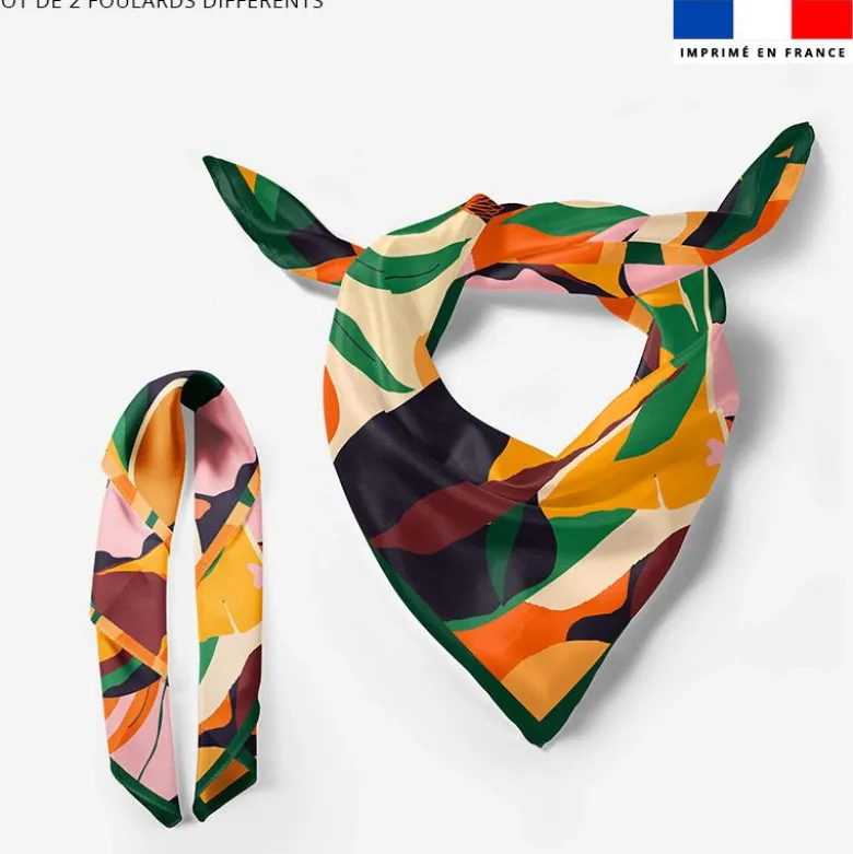 Lot de 2 foulards imprimés jungle abstrait