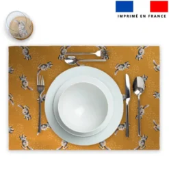 Lot 2 sets de table et 12 dessous de verres motif bébé lapin - Création Stillistic