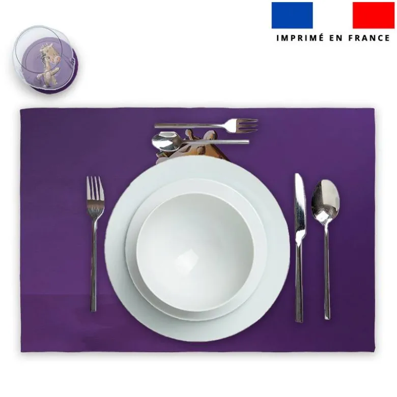 Lot 2 sets de table et 12 dessous de verres motif bébé girafe - Création Stillistic