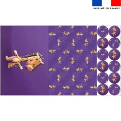 Lot 2 sets de table et 12 dessous de verres motif bébé girafe - Création Stillistic