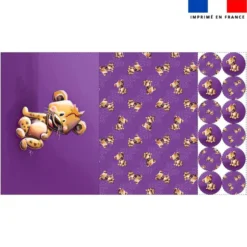 Lot 2 sets de table et 12 dessous de verres motif bébé hyène - Création Stillistic