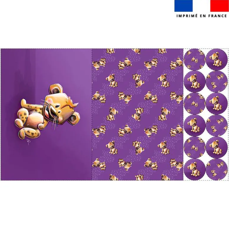 Lot 2 sets de table et 12 dessous de verres motif bébé hyène - Création Stillistic