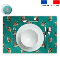 Lot 2 sets de table et 12 dessous de verres motif bébé guépard - Création Stillistic