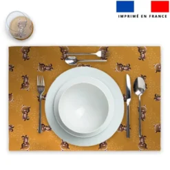 Lot 2 sets de table et 12 dessous de verres motif bébé ours - Création Stillistic