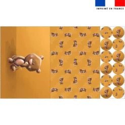 Lot 2 sets de table et 12 dessous de verres motif bébé ours - Création Stillistic