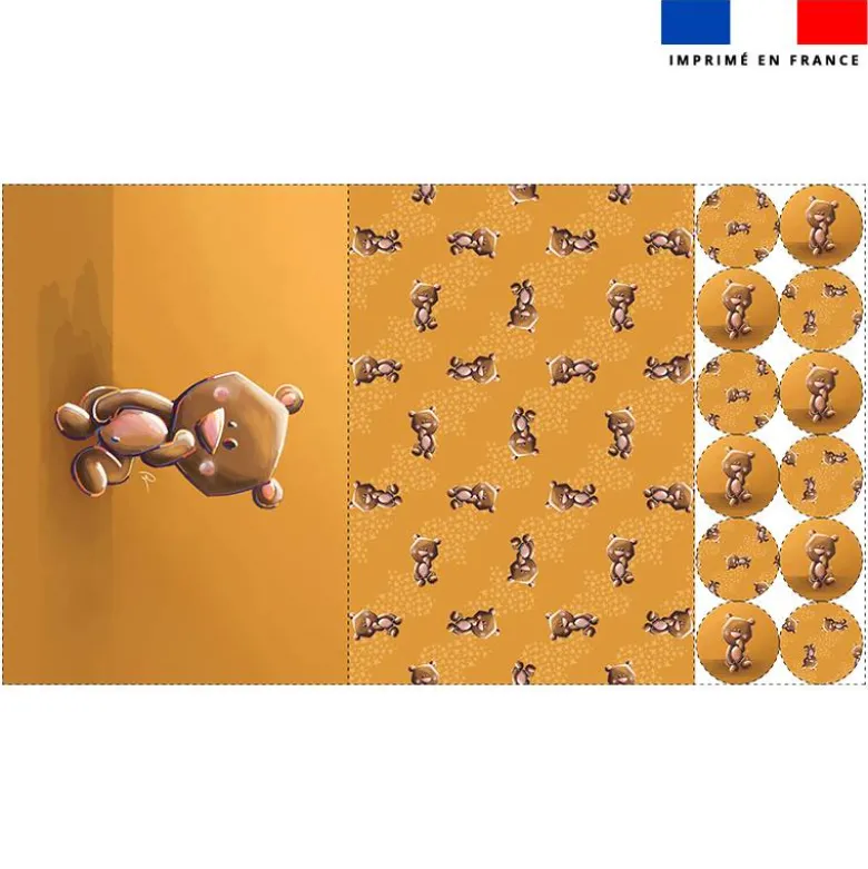 Lot 2 sets de table et 12 dessous de verres motif bébé ours - Création Stillistic